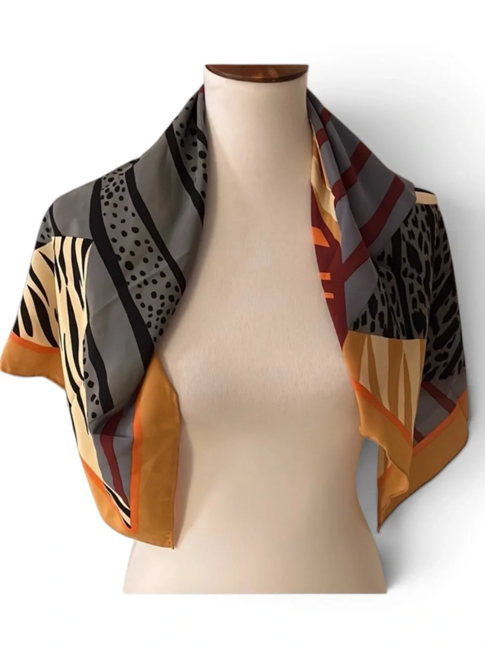 Large Square Scarf Animal Print Zebra Leopard Geometric Patchwork 30”
